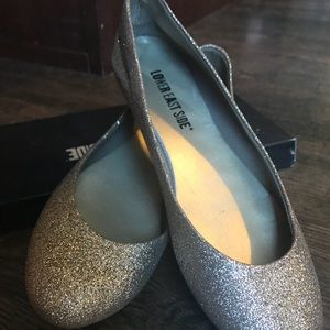 Gold glitter flats